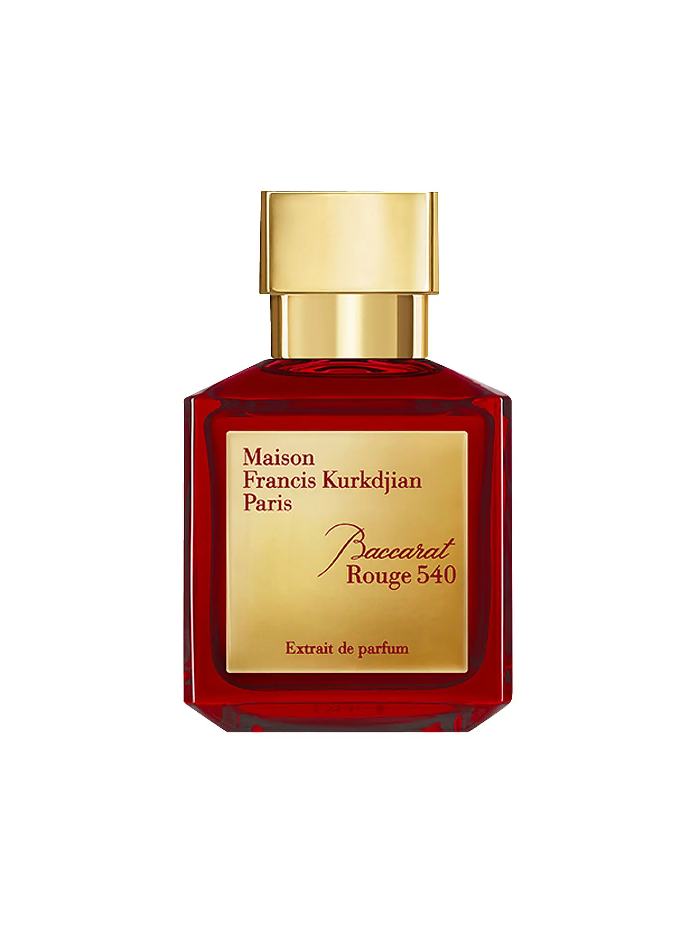 Roter Baccarat Rouge 540 Flakon mit goldener Kappe